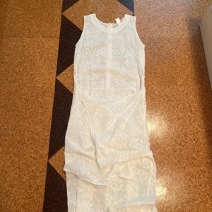 Sheer white floral wrap dress